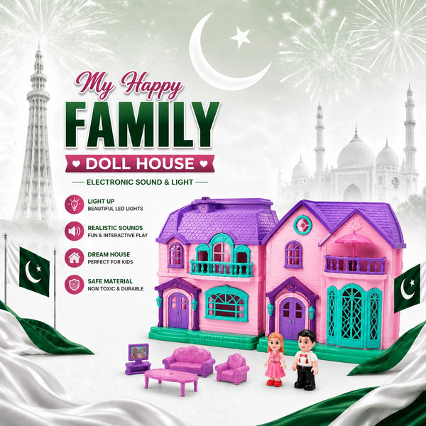 My Happy Family Doll House Play Set with Electronic Sound & Light