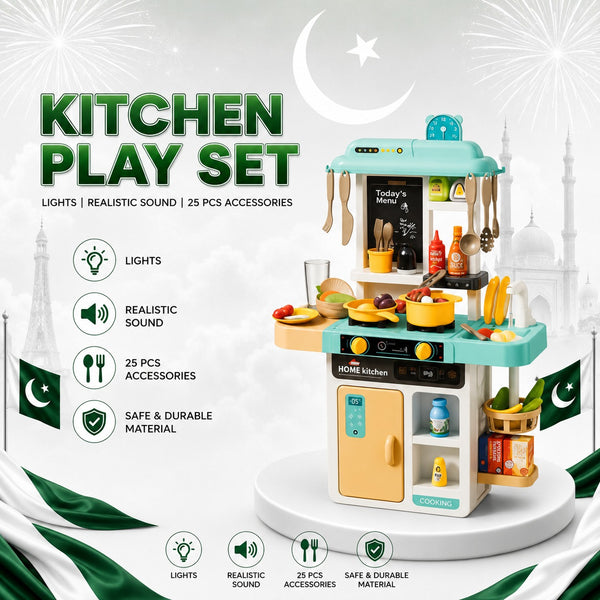 52 PCS Kids Kitchen Playset with Sink, Spray, Light & Sound Toy