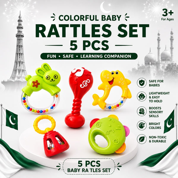 5 Pcs Baby Rattle Toy Set for Infants