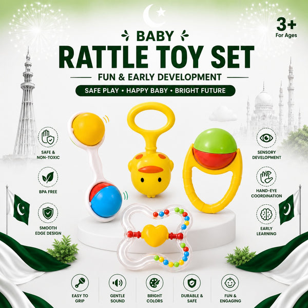 4 Pcs Baby Rattle Toy Set for Infants