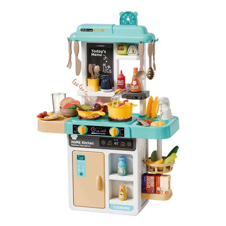 52 PCS Kids Kitchen Playset with Sink, Spray, Light & Sound Toy