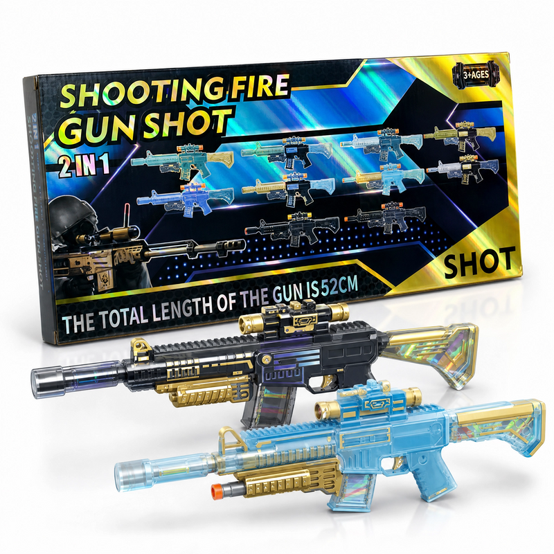 Electric Fire Spray Toy Gun with Music, LED Lights & Scope for Kids